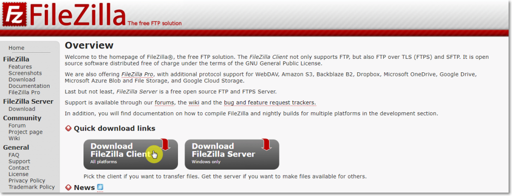 Downloading Filezilla