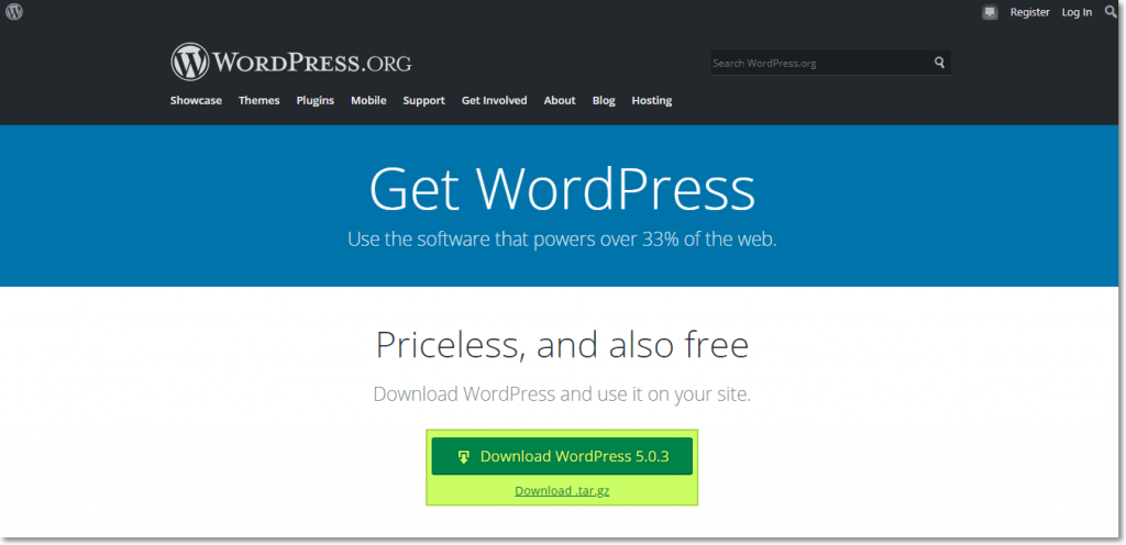 Downloading the WordPress from Official Web