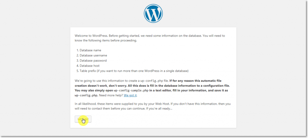 WordPress Installation 2nd Page