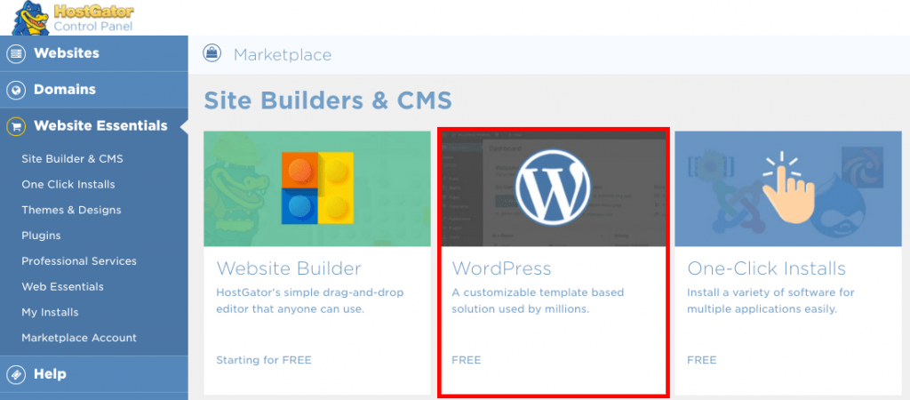 Hostgator Quickinstall WordPress